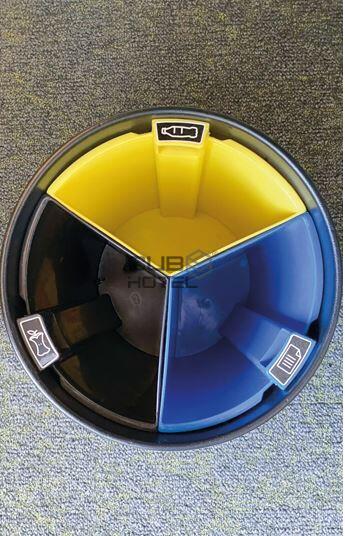3X3.3Lt Black Bucket With Colorful Cubes With Three Tabs.